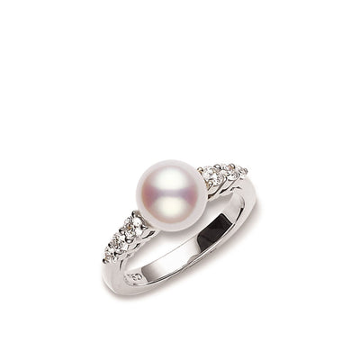 Mikimoto Morning Dew 8mm Pearl Diamond Ring - Mikimoto product