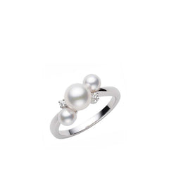 Mikimoto White Gold Pearl Diamond Bubbles Ring