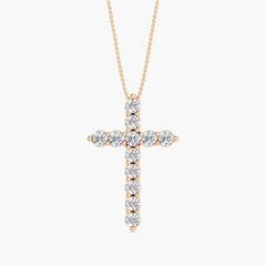 OM 14K Gold 1 CTTW Lab-Grown Diamond Cross Pendant, 18" in 14k Rose 
Gold