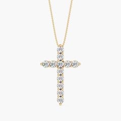 OM 14K Gold 1 CTTW Lab-Grown Diamond Cross Pendant, 18" in 14k Yellow Gold