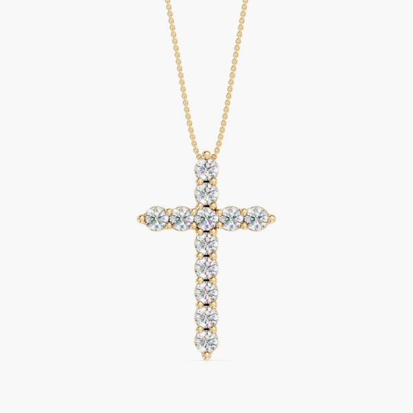 OM 14K Gold 1 CTTW Lab-Grown Diamond Cross Pendant, 18" in 14k Yellow Gold