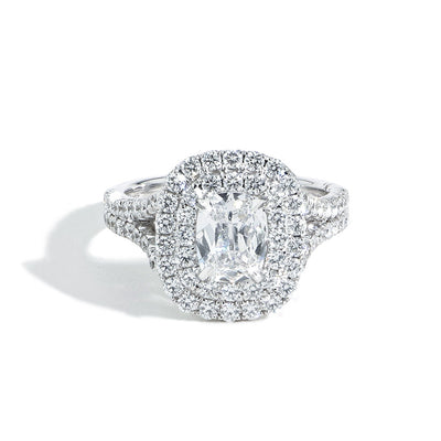 Henri Daussi Cushion Diamond Double Halo Engagement Ring - Private Label product