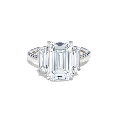 Emerald Cut Diamond Three Stone Engagement Ring — 4.02ct - Private Label product