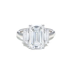 Emerald Cut Diamond Three Stone Engagement Ring — 4.02ct