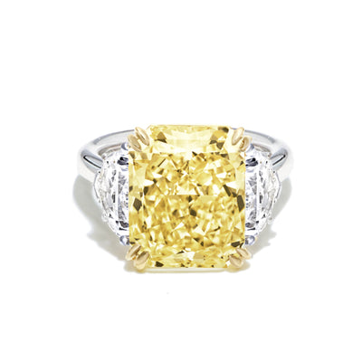 Radiant Cut Yellow Diamond Three Stone Engagement Ring — 8.92ct - Private Label product