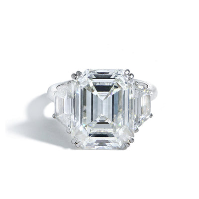 10 Carat Emerald Cut Ring in Platinum - Private Label product