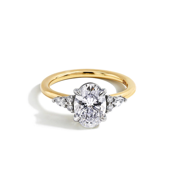 2 Carat Oval Diamond Petite Cluster Engagement Ring