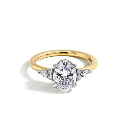 2 Carat Oval Diamond Petite Cluster Engagement Ring - Private Label product