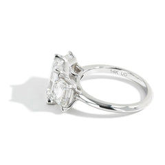 5.04 Carat Three Stone Emerald Cut Lab Grown Diamond Engagement Ring