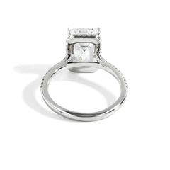 5.02 Carat Emerald Cut Lab Grown Diamond Pave Hidden Halo Engagement Ring