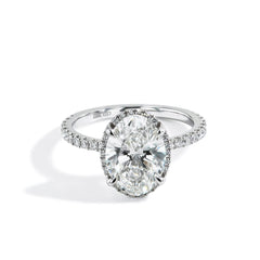 3.39 Carat Oval Hidden Halo Lab Grown Diamond Engagement Ring