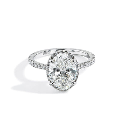 3.39 Carat Oval Hidden Halo Lab Grown Diamond Engagement Ring - Private Label product
