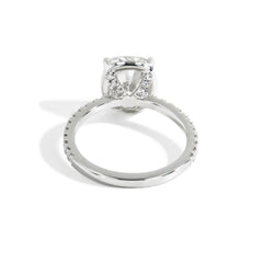3.02 Carat Cushion Lab Grown Diamond Pave Engagement Ring