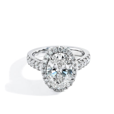 3.03 Carat Oval Lab Grown Diamond Halo Engagement Ring - Private Label product