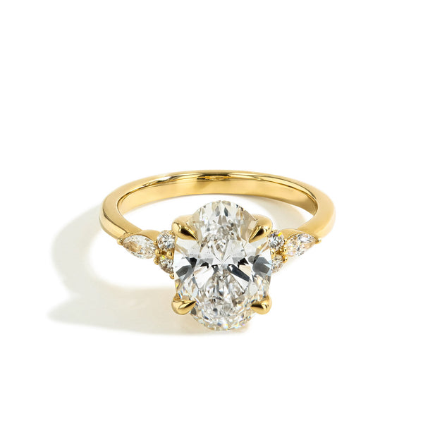 14K Yellow Gold 3.13 Carat Oval IGI Lab Grown Diamond Engagement
