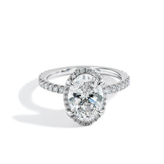 3 Carat Oval Lab Grown Diamond Halo Engagement Ring