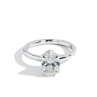 2.09 Carat Oval Lab Grown Diamond Hidden Halo Engagement Ring - Private Label product