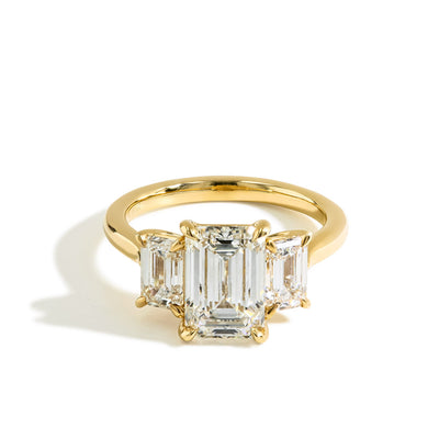3.11 Carat Emerald Cut Three Stone Lab Grown Diamond Engagement Ring - Private Label product
