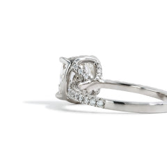 3.08 Carat Cushion Lab Grown Diamond Hidden Halo Engagement Ring