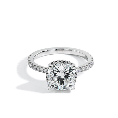 3.08 Carat Cushion Lab Grown Diamond Hidden Halo Engagement Ring - Private Label product