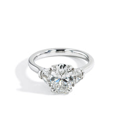2.03 Carat Lab Grown Oval Three Stone Engagement Ring