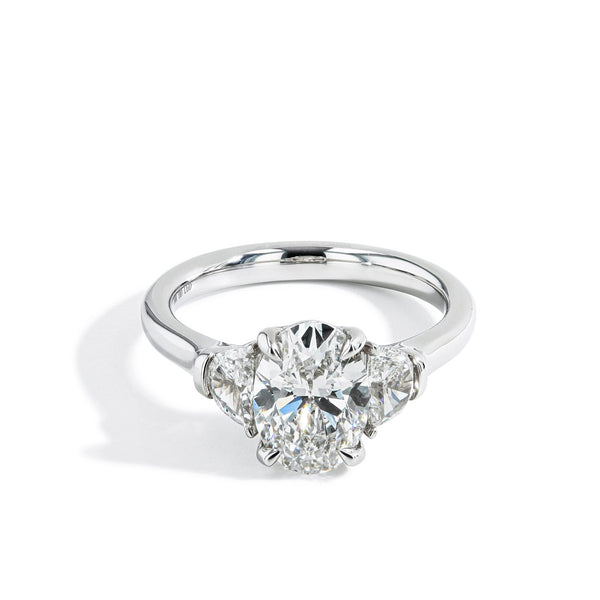 2.03 Carat Lab Grown Oval Three Stone Engagement Ring