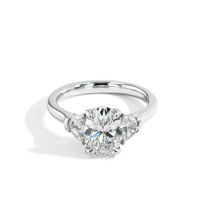2.03 Carat Lab Grown Oval Three Stone Engagement Ring - Private Label product