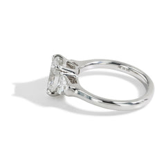 2.03 Carat Lab Grown Oval Three Stone Engagement Ring