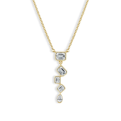 Emerald Cut Bezel Diamond Drop Necklace - Private Label product