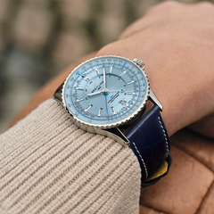 Breitling Navitimer Automatic GMT 41 Light Blue Dial on Alligator Leather- 41mm