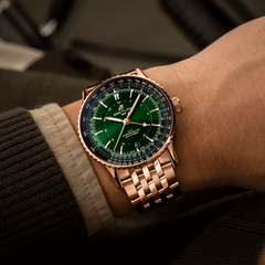 Breitling Navitimer Automatic GMT 41 Emerald Green Dial on 18K Red Gold Bracelet- 41mm