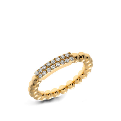 Hulchi Belluni Tresore Yellow Gold Two Row Diamond Stetch Ring - Hulchi Belluni product