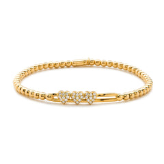 Hulchi Belluni Tresore Gold Diamond Hearts Stretch Bracelet