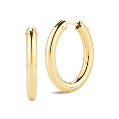 Roberto Coin Yellow Gold Medium Wide Hoop Earrings - 25mm