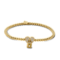 Hulchi Belluni Tresore Gold Diamond Heart Lock Stretch Bracelet