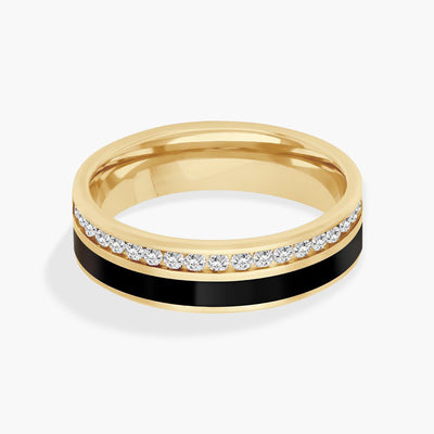 6mm Black Ceramic with Single Row Channel Set Diamond Wedding Band - Private Label product