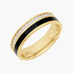 6mm Black Ceramic with Single Row Channel Set Diamond Wedding Band