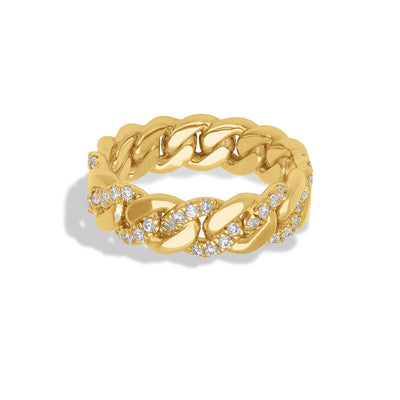 Cuban Link Alternating Diamond Wedding Band - Private Label product