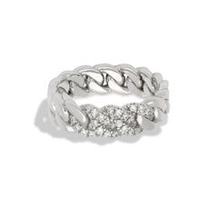 Pave Diamond Cuban Link Wedding Band