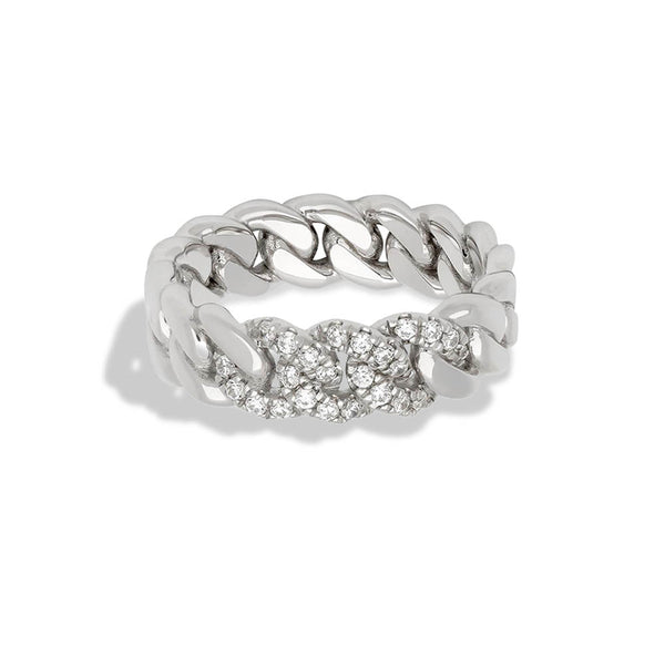 Pave Diamond Cuban Link Wedding Band
