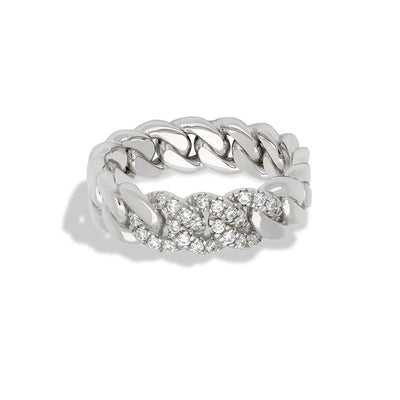 Pave Diamond Cuban Link Wedding Band - Private Label product