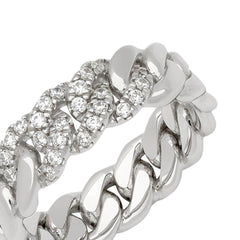 Pave Diamond Cuban Link Wedding Band