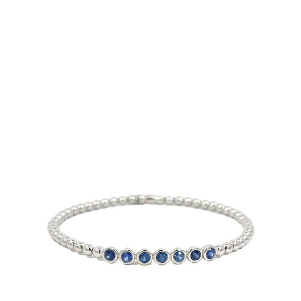 Hulchi Belluni Tresore Blue Sapphire Bezel Bracelet in 18K White