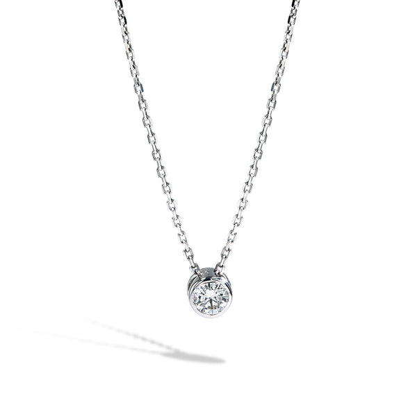 1/2 Carat Lab Grown Diamond Bezel Pendant Necklace in White Gold