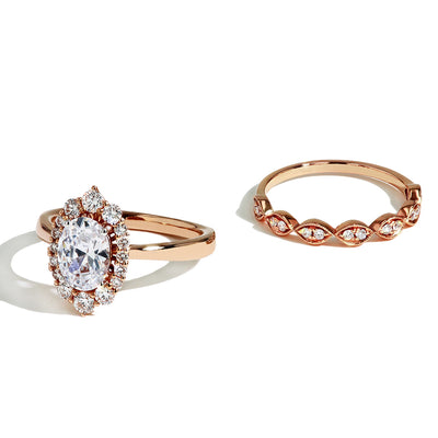 The Oval Vintage Engagement Ring Set in Rose Gold - Private Label product