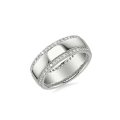 Diamond Pave Edge Men's Wedding Band
