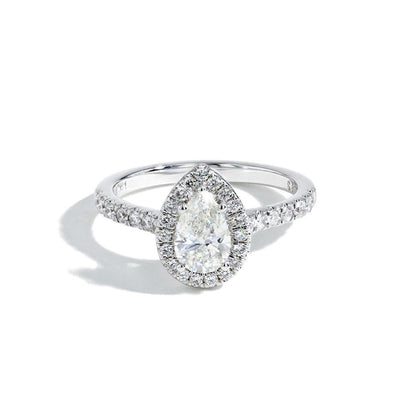 0.75 Carat Pear Shape Halo Engagement Ring - G/SI2 GIA Certified - Private Label product