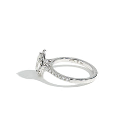 0.75 Carat Pear Shape Halo Engagement Ring - G/SI2 GIA Certified