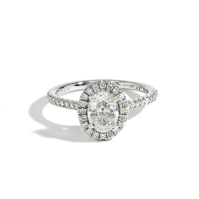 0.90 Carat Oval Halo Engagement Ring - H/SI2 GIA Certified - Private Label product