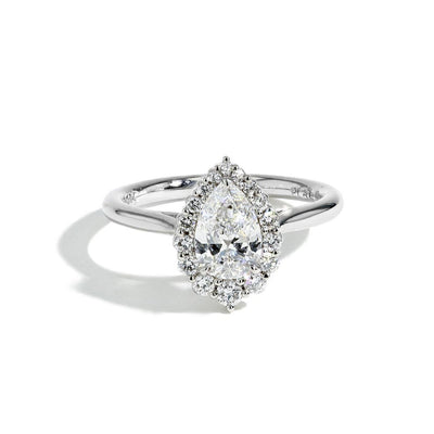 0.94 Carat Pear Shape Halo Engagement Ring - E/SI2 GIA Certified - Private Label product